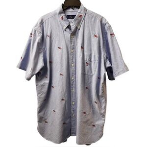 Ralph Lauren American Flag Shirt Button Down Collared Short Sleeve Men’s Sz XLT